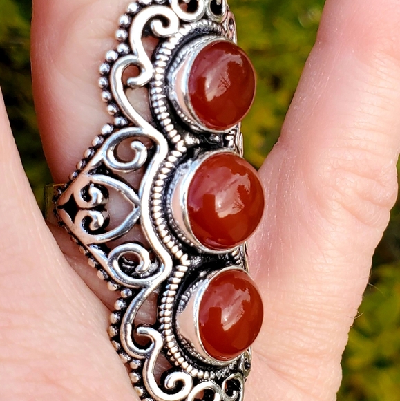 New Huge Unique Carnelian 925 Silver Statement Ring. - Picture 9 of 11